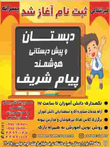 دبستان و پیش دبستان غیرانتفاعی پسرانه پیام شریف در شریف تهران