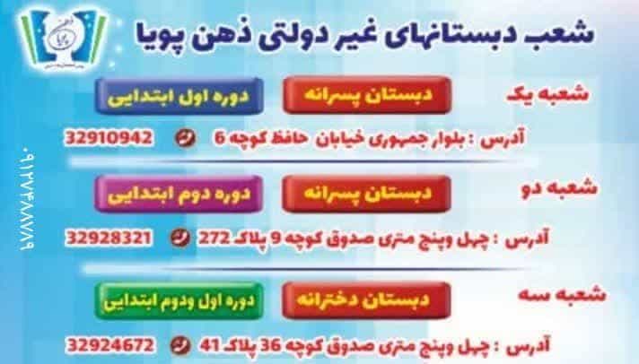 عکس دبستان دخترانه غیردولتی ذهن پویا شعبه سه در زنبیل آباد 