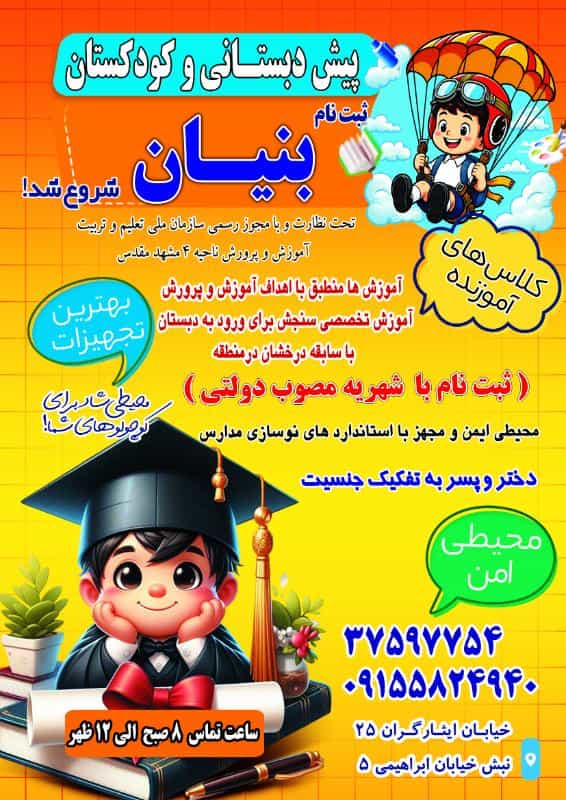 عکس پیش دبستانی غیردولتی بنیان در ایثارگران25 مشهد