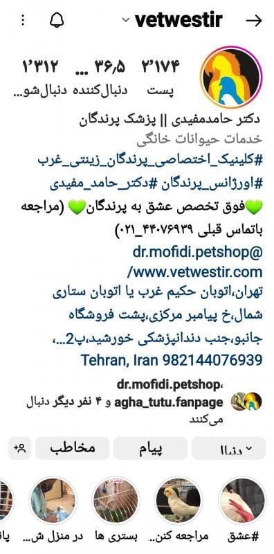 عکس کلینیک اختصاصی پرندگان زینتی غرب (دکتر حامد مفیدی) در باغ فیض