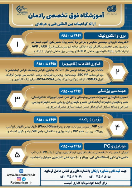 عکس آموزشگاه فوق تخصصی رادمان در شریف مشهد